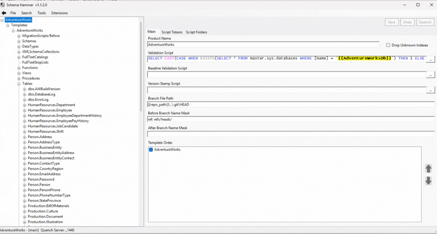 Product editor for the main properties