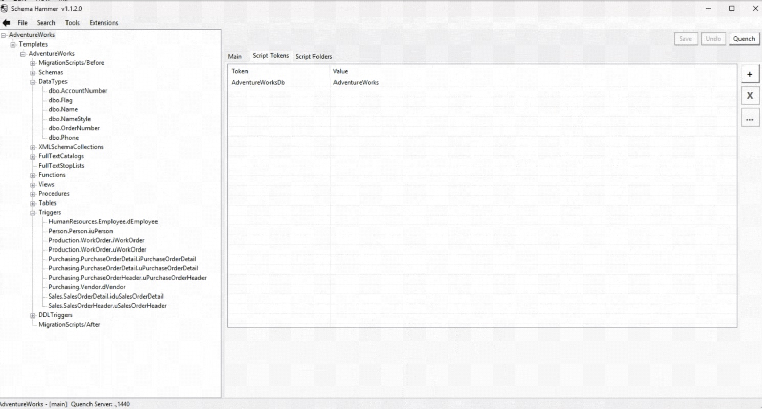 Product editor for script tokens