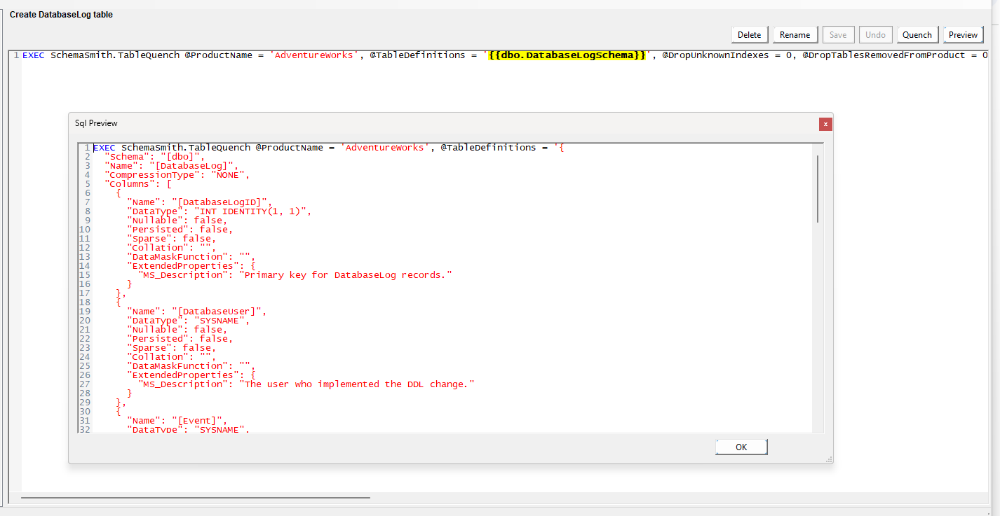 Sql script editor with syntax highlighting