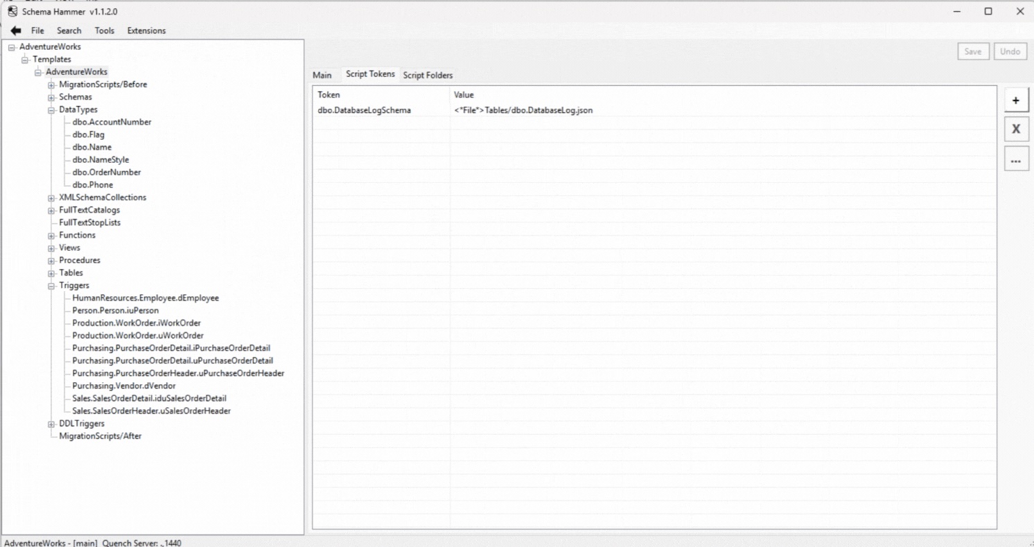 Template editor for script tokens