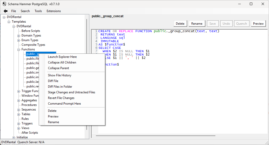 Example of the context menu being invoked