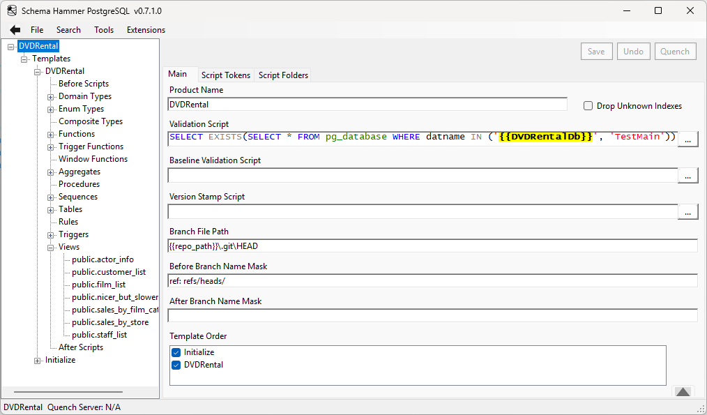 Product editor for the main properties