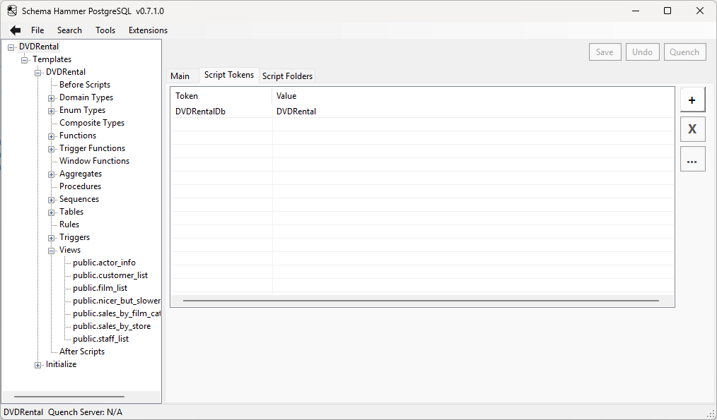 Product editor for script tokens
