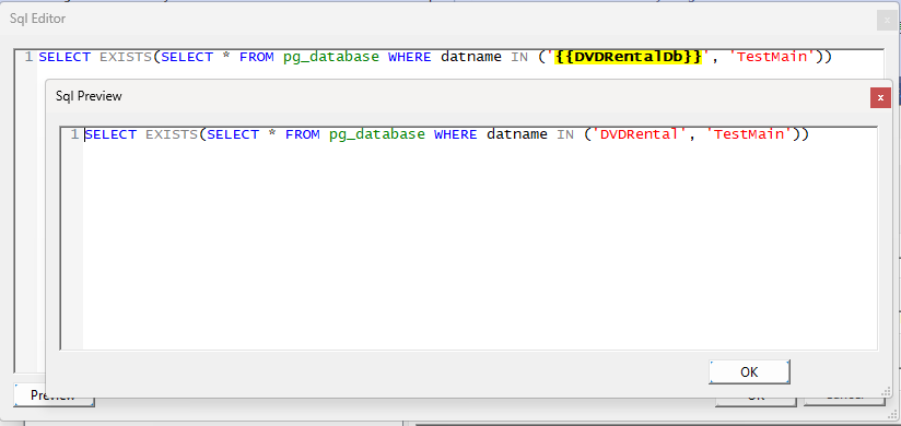 Sql script editor with syntax highlighting