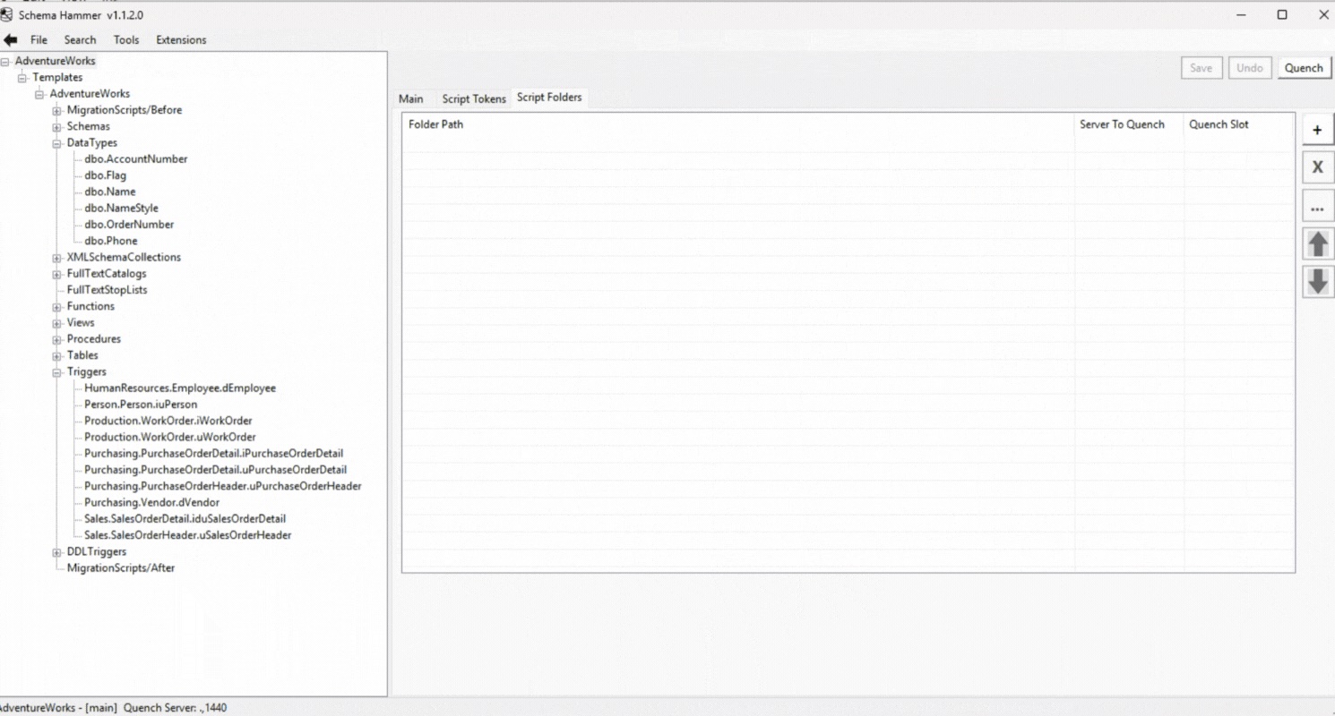 Product editor for script folders