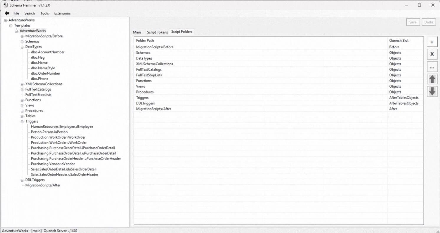 Template editor for script folders